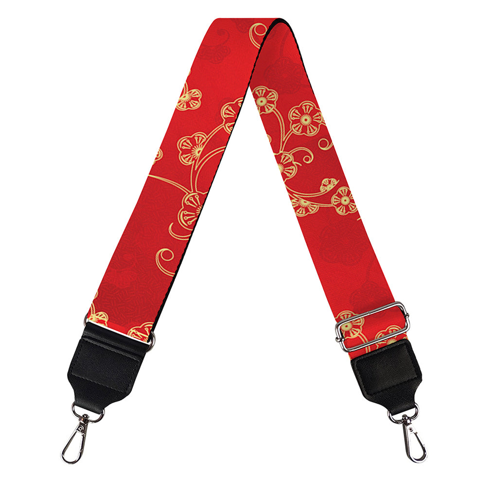Chinese Cherry Blossom Pattern Print Bag Strap