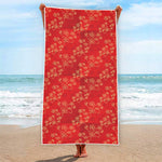 Chinese Cherry Blossom Pattern Print Beach Towel