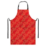Chinese Cherry Blossom Pattern Print Bib Apron With Pocket