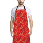 Chinese Cherry Blossom Pattern Print Bib Apron With Pocket