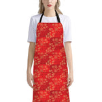 Chinese Cherry Blossom Pattern Print Bib Apron With Pocket