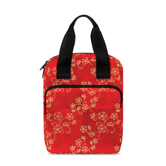 Chinese Cherry Blossom Pattern Print Bible Tote Bag