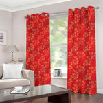 Chinese Cherry Blossom Pattern Print Blackout Grommet Curtains
