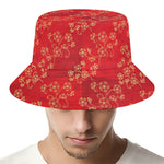 Chinese Cherry Blossom Pattern Print Bucket Hat