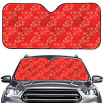 Chinese Cherry Blossom Pattern Print Car Windshield Sun Shade