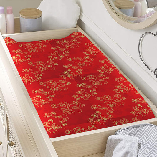 Chinese Cherry Blossom Pattern Print Changing Pad Cover