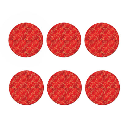 Chinese Cherry Blossom Pattern Print Coaster Set