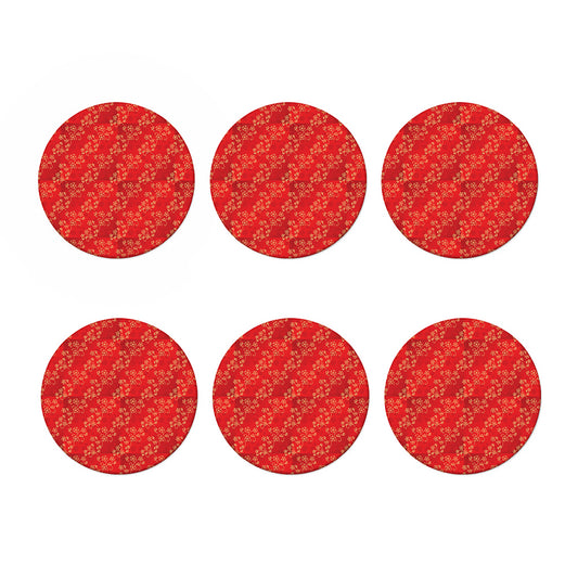 Chinese Cherry Blossom Pattern Print Coaster Set