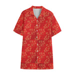Chinese Cherry Blossom Pattern Print Cotton Hawaiian Shirt