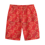 Chinese Cherry Blossom Pattern Print Cotton Shorts