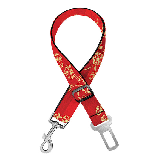 Chinese Cherry Blossom Pattern Print Dog Seat Belt