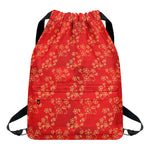 Chinese Cherry Blossom Pattern Print Drawstring Backpack