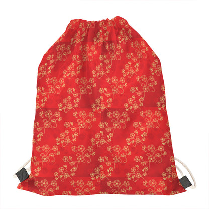 Chinese Cherry Blossom Pattern Print Drawstring Bag