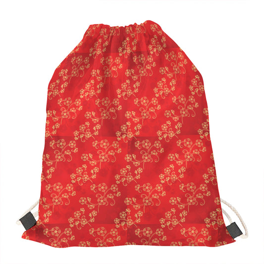 Chinese Cherry Blossom Pattern Print Drawstring Bag