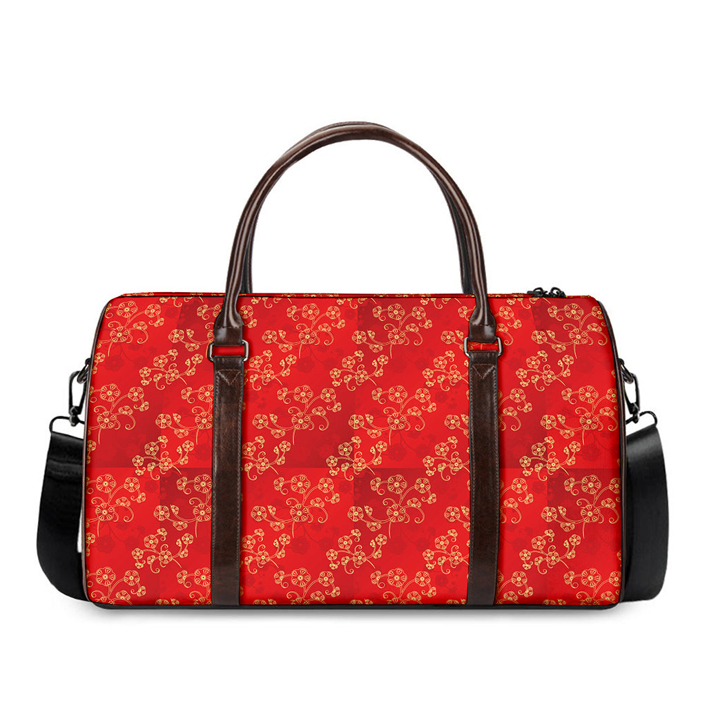 Chinese Cherry Blossom Pattern Print Duffle Bag