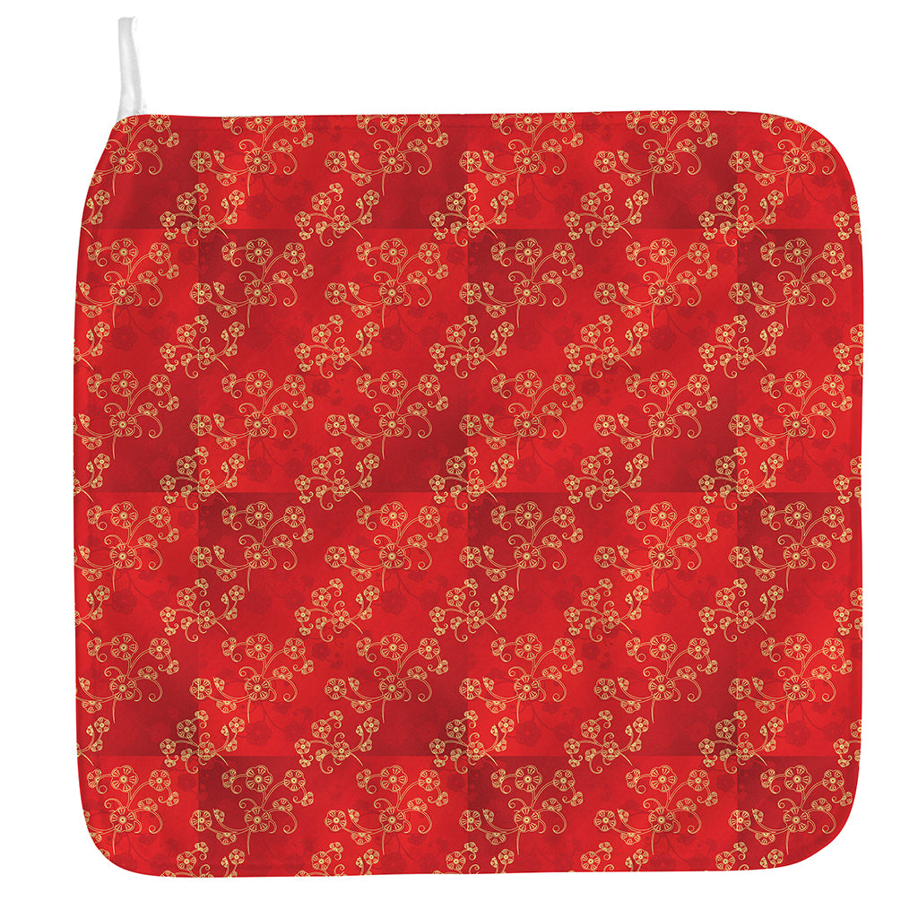 Chinese Cherry Blossom Pattern Print Hand Towel