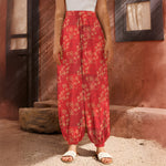 Chinese Cherry Blossom Pattern Print Harem Pants