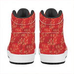 Chinese Cherry Blossom Pattern Print High Top Leather Sneakers