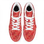 Chinese Cherry Blossom Pattern Print High Top Leather Sneakers