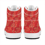 Chinese Cherry Blossom Pattern Print High Top Leather Sneakers
