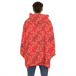 Chinese Cherry Blossom Pattern Print Hoodie Blanket