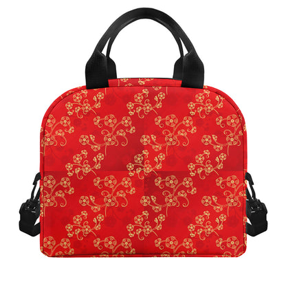 Chinese Cherry Blossom Pattern Print Insulated Lunch Bag