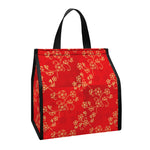Chinese Cherry Blossom Pattern Print Insulated Lunch Tote