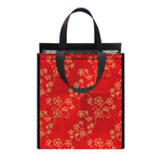 Chinese Cherry Blossom Pattern Print Insulated Lunch Tote