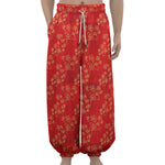 Chinese Cherry Blossom Pattern Print Lantern Pants