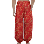 Chinese Cherry Blossom Pattern Print Lantern Pants