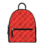 Chinese Cherry Blossom Pattern Print Leather Backpack