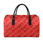 Chinese Cherry Blossom Pattern Print Leather Duffle Bag