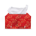 Chinese Cherry Blossom Pattern Print Leather Tissue Box Cover