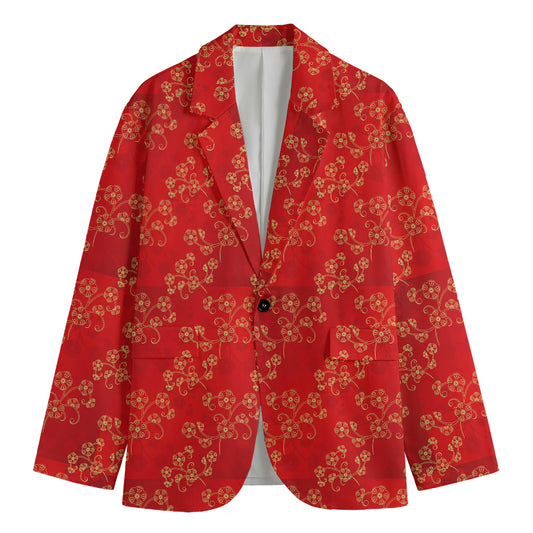 Chinese Cherry Blossom Pattern Print Men's Blazer