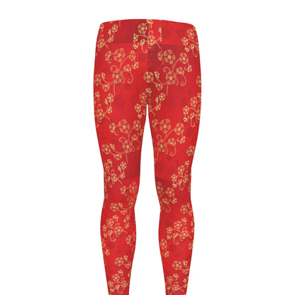 Chinese Cherry Blossom Pattern Print Men's leggings
