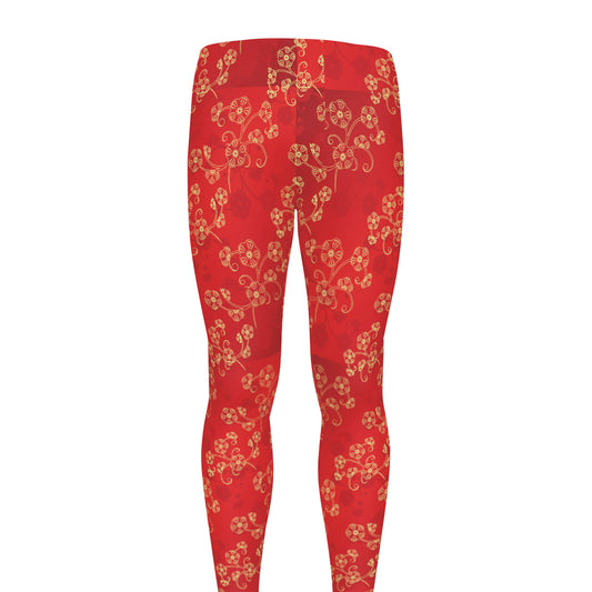 Chinese Cherry Blossom Pattern Print Men's leggings