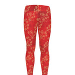 Chinese Cherry Blossom Pattern Print Men's leggings