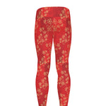 Chinese Cherry Blossom Pattern Print Men's leggings