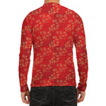 Chinese Cherry Blossom Pattern Print Men's Long Sleeve Rash Guard