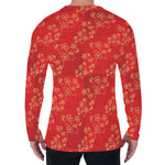 Chinese Cherry Blossom Pattern Print Men's Long Sleeve T-Shirt