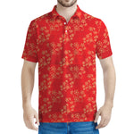 Chinese Cherry Blossom Pattern Print Men's Polo Shirt
