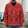 Chinese Cherry Blossom Pattern Print Men's Shirt Jacket