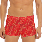 Chinese Cherry Blossom Pattern Print Men's Short Boxer Briefs