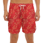 Chinese Cherry Blossom Pattern Print Men's Split Running Shorts
