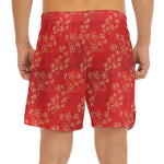 Chinese Cherry Blossom Pattern Print Men's Split Running Shorts