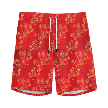 Chinese Cherry Blossom Pattern Print Men's Sports Shorts