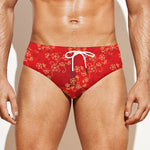 Chinese Cherry Blossom Pattern Print Men's Swim Briefs