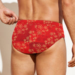Chinese Cherry Blossom Pattern Print Men's Swim Briefs