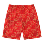 Chinese Cherry Blossom Pattern Print Men's Swim Trunks