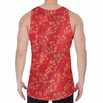 Chinese Cherry Blossom Pattern Print Men's Velvet Tank Top